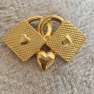 Gold Hearts Pin Brooch Two Heart Baskets One Ctr